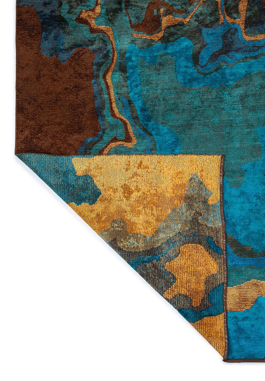 ISOLA DARK BROWN - CYAN - DARK TURQUOISE - MUSTARD RUG - 3