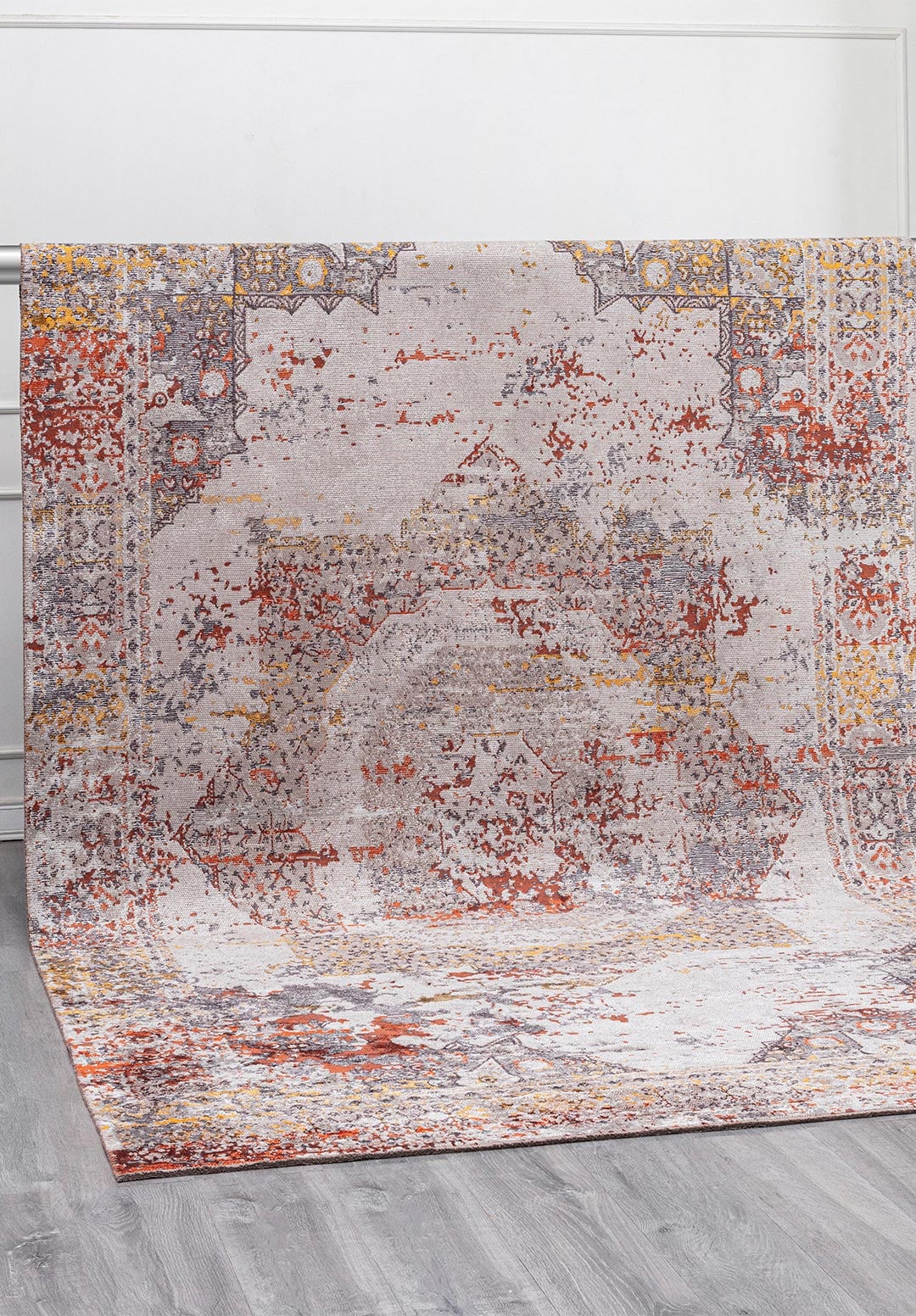 MEMLUK LIGHT GREY - CHARCOAL - GREY - RUST - GOLD - MUSTARD RUG - 4
