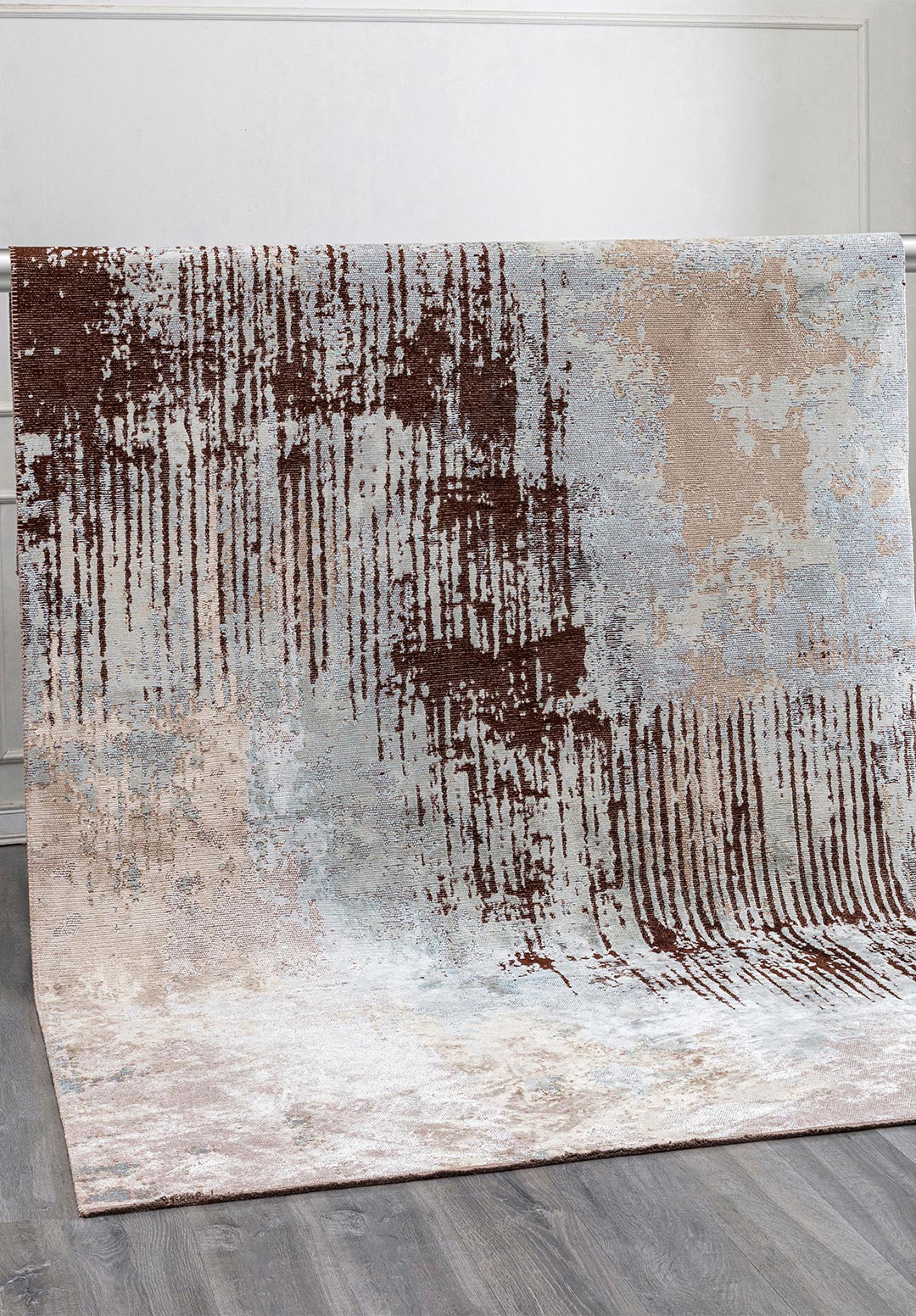 ORION WHITE - BEIGE - ICE BLUE - DARK BROWN RUG - 4