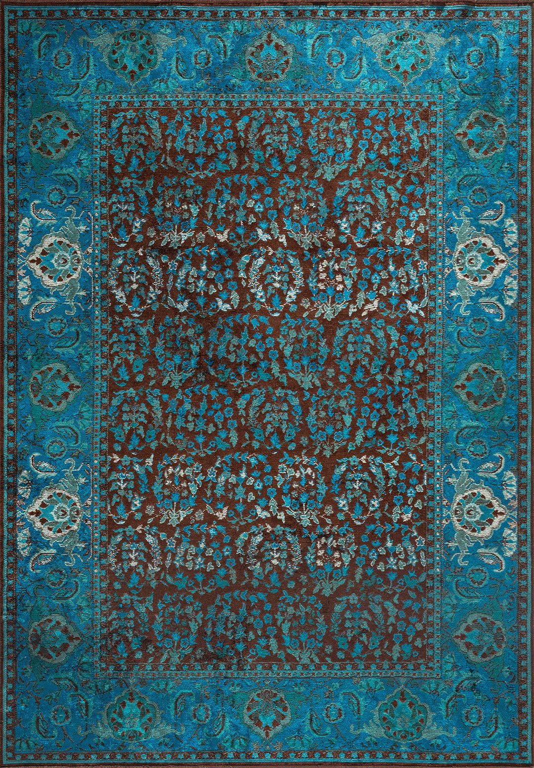 VINEA DARK BROWN - DARK TURQUOISE - DARK GREEN - CYAN - RIVER GREEN RUG - 1