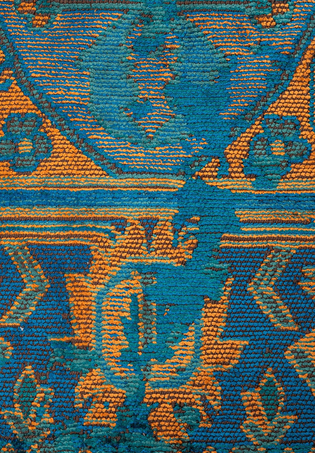 MONARCH ERA ORANGE - DARK GREEN - DARK TURQUOISE - CYAN RUG - 5