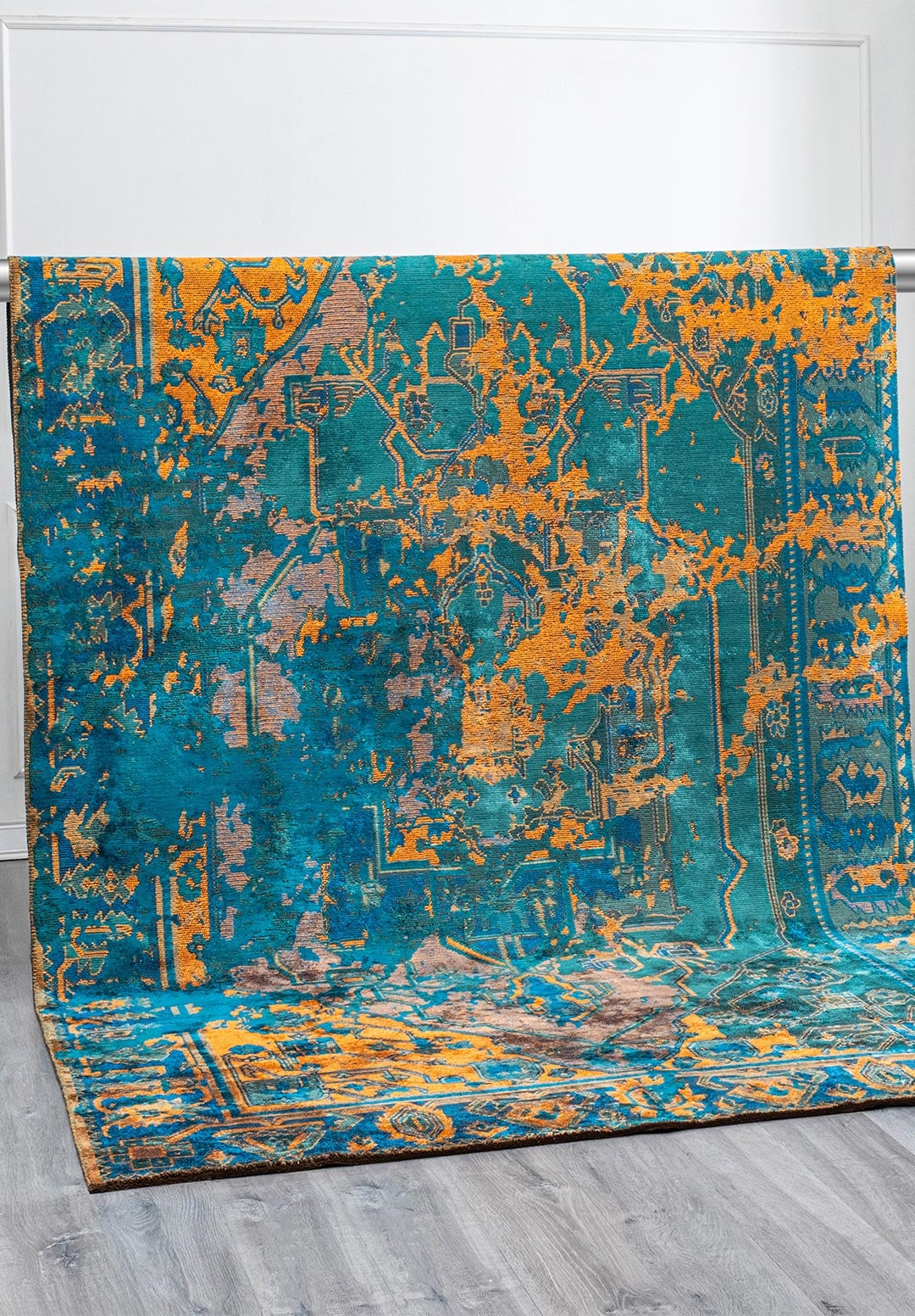 MONARCH ERA ORANGE - DARK GREEN - DARK TURQUOISE - CYAN RUG - 4