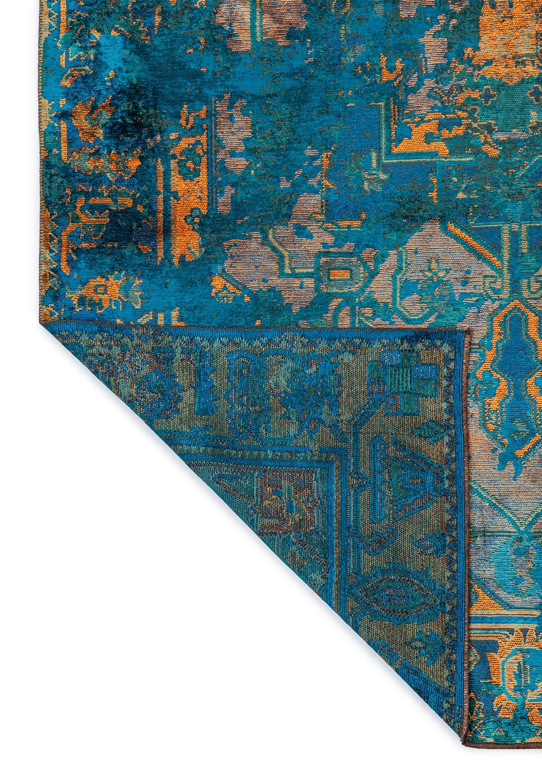 MONARCH ERA ORANGE - DARK GREEN - DARK TURQUOISE - CYAN RUG - 3