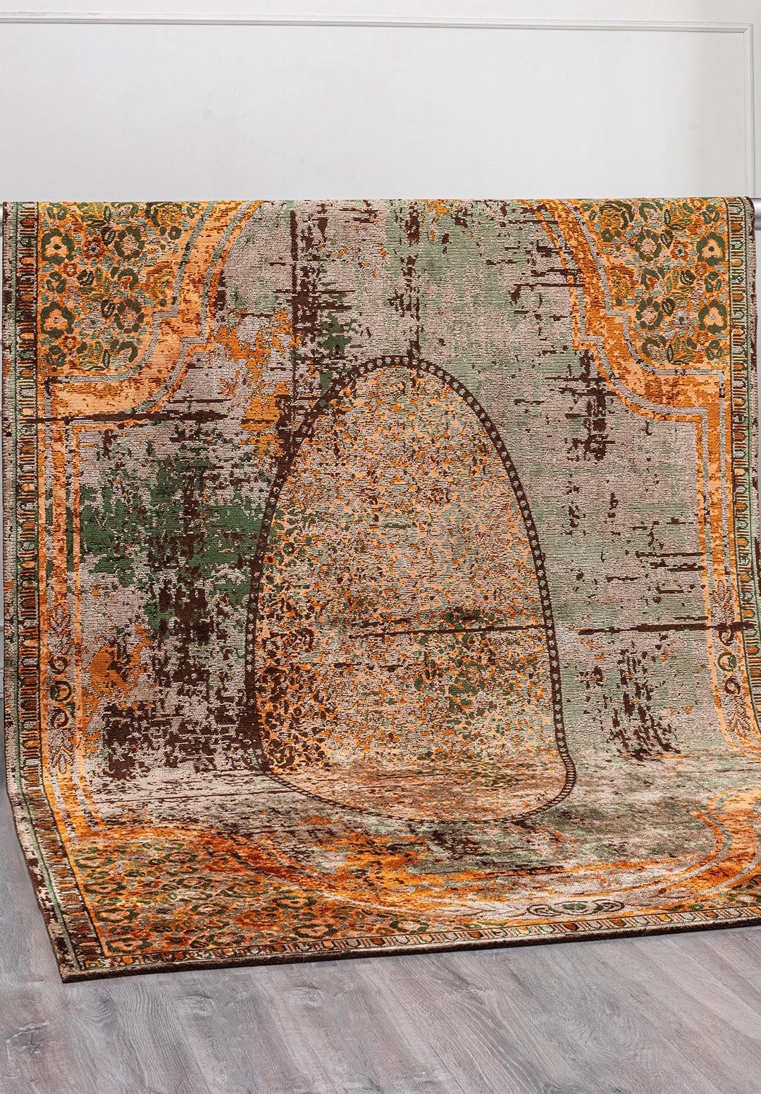 LEGACY CREAM - ORANGE - FOREST GREEN - DARK BROWN RUG - 4