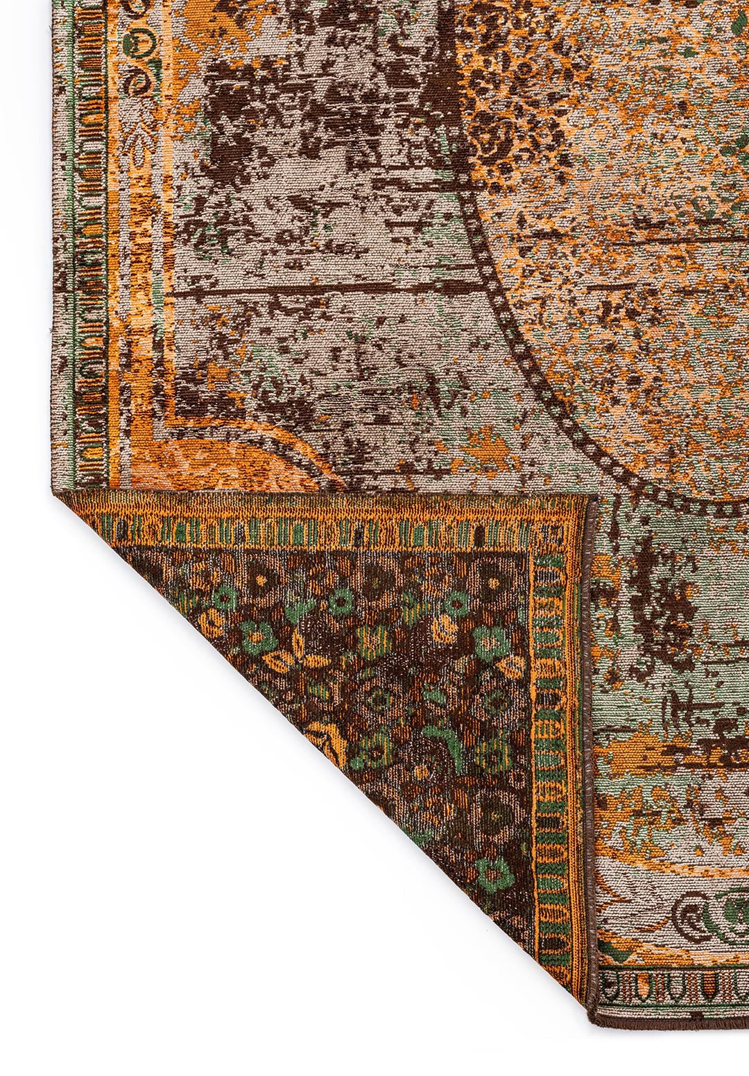 LEGACY CREAM - ORANGE - FOREST GREEN - DARK BROWN RUG - 3