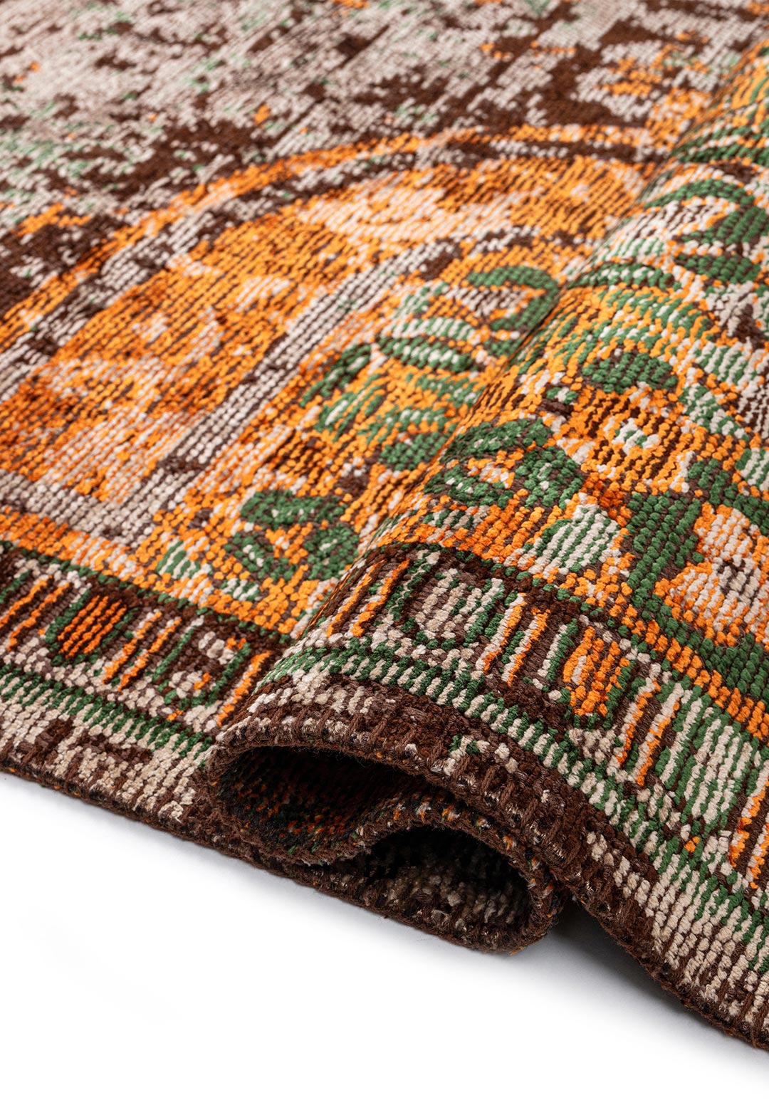LEGACY CREAM - ORANGE - FOREST GREEN - DARK BROWN RUG - 2