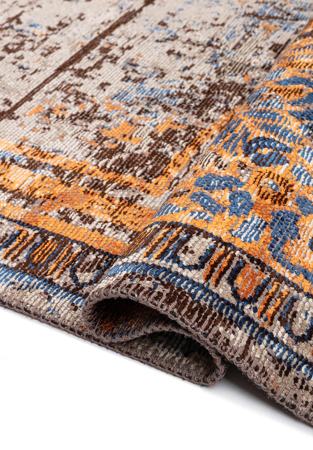 LEGACY CREAM - ORANGE - NAVY BLUE - DARK BROWN RUG - 2