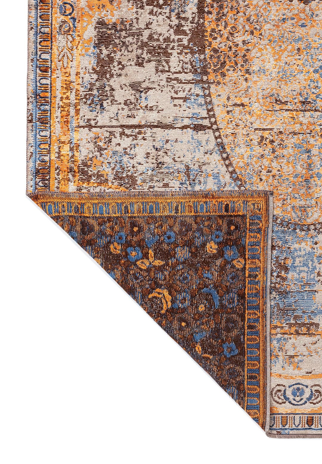 LEGACY CREAM - ORANGE - NAVY BLUE - DARK BROWN RUG - 3
