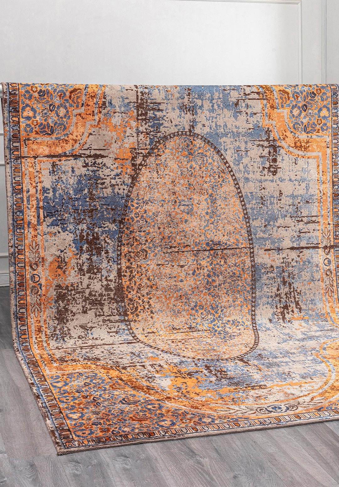 LEGACY CREAM - ORANGE - NAVY BLUE - DARK BROWN RUG - 4