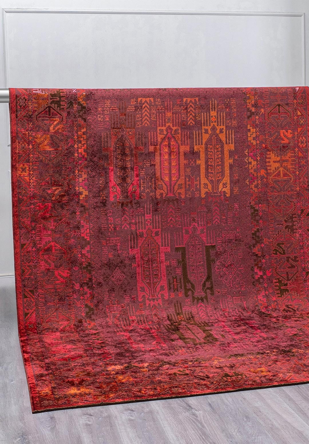 FOLK CHERRY - DARK BROWN - RUST - RED - MAGENTA - PINK RUG - 4