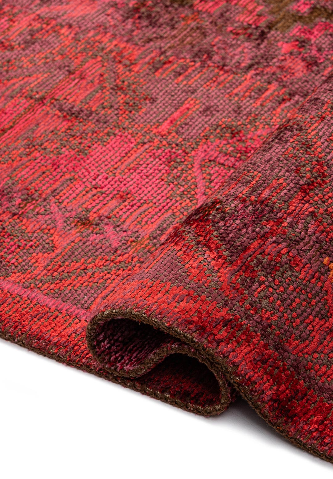 FOLK CHERRY - DARK BROWN - RUST - RED - MAGENTA - PINK RUG - 2
