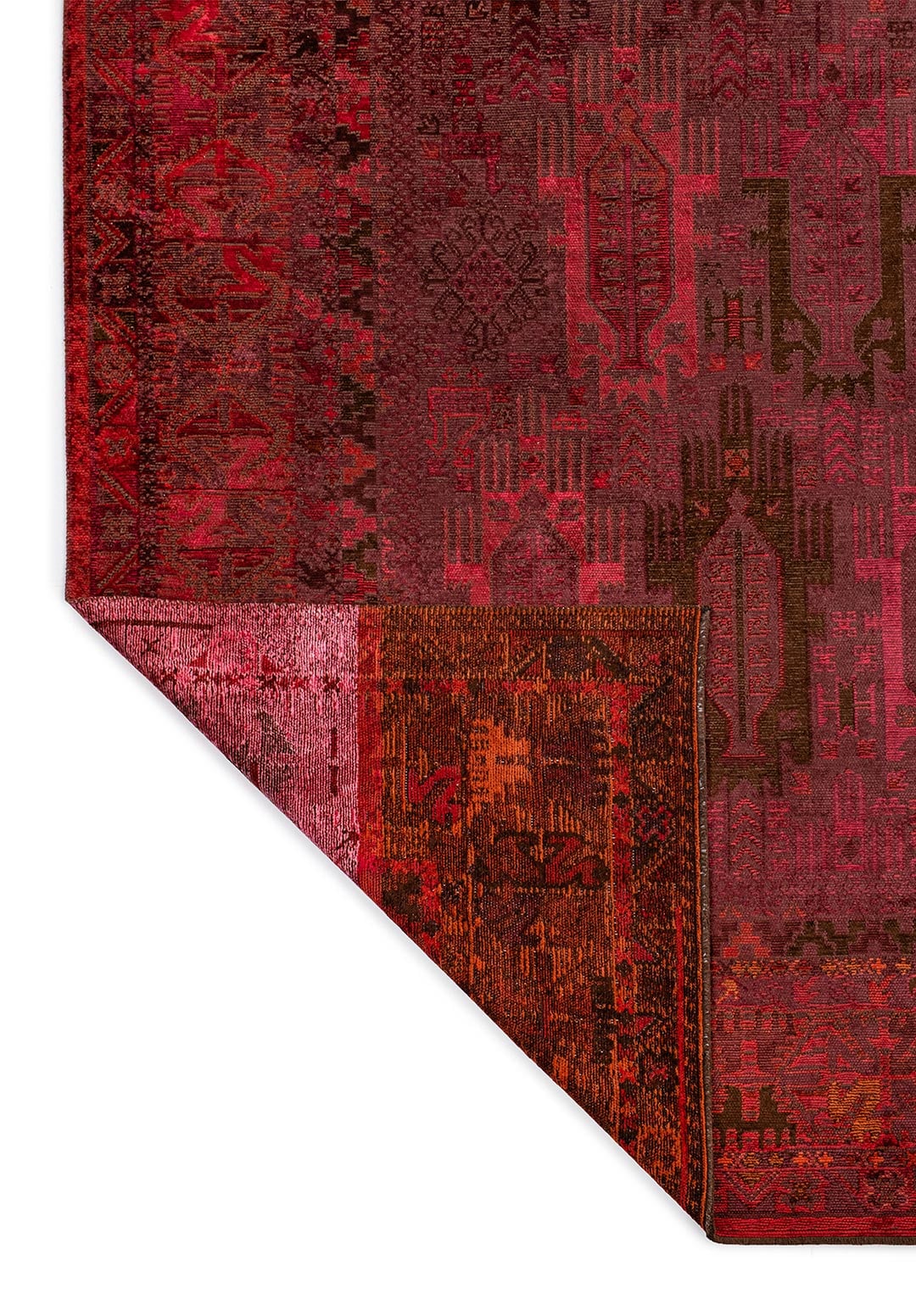 FOLK CHERRY - DARK BROWN - RUST - RED - MAGENTA - PINK RUG - 3