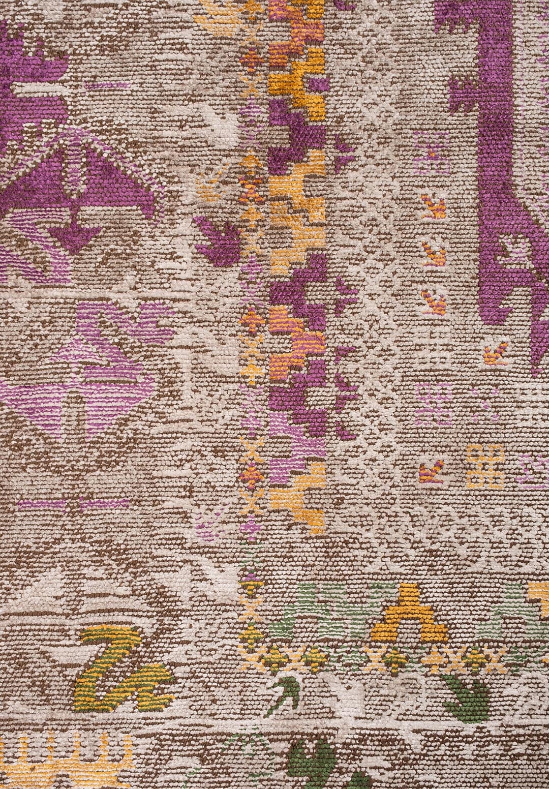 FOLK STONE - MUSTARD - FOREST GREEN - LIGHT CREAM - PURPLE - TURQUOISE RUG - 5
