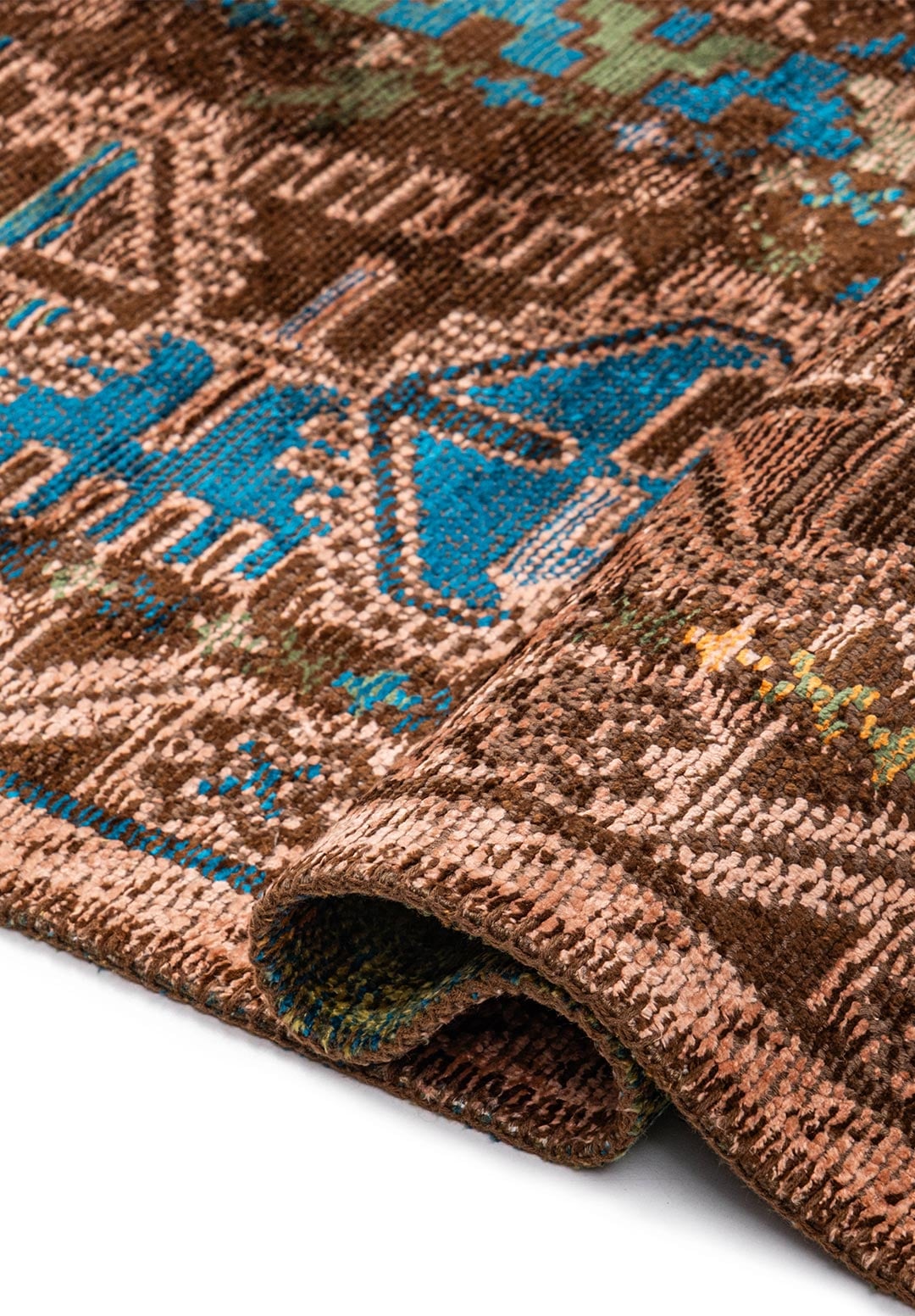 FOLK DARK BROWN - FOREST GREEN - ORANGE - LIGHT CORAL - CYAN - KIWI RUG - 2