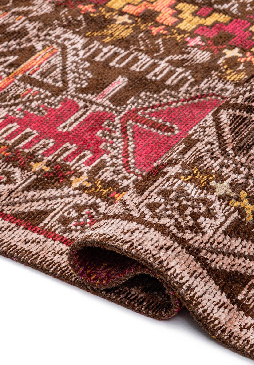 FOLK DARK BROWN - MUSTARD - GREEN - COPPER - MAGENTA - PURPLE RUG - 2