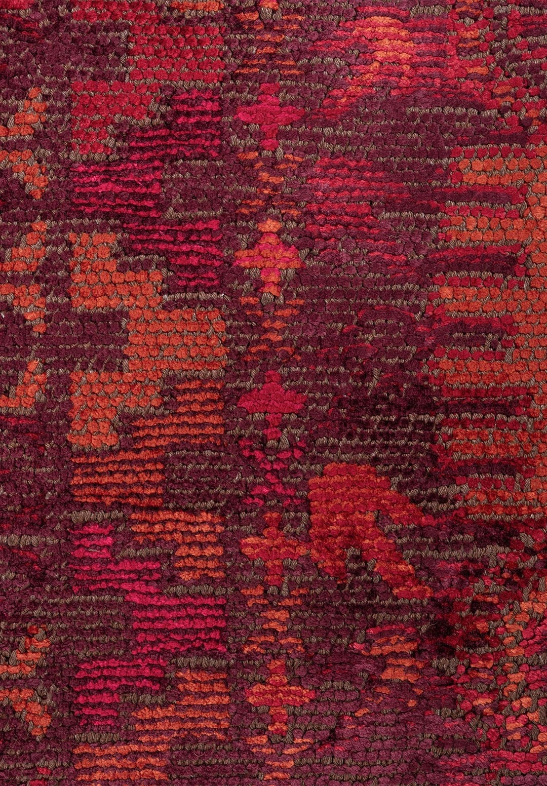 FOLK CHERRY - DARK BROWN - RUST - RED - MAGENTA - PINK RUG - 5