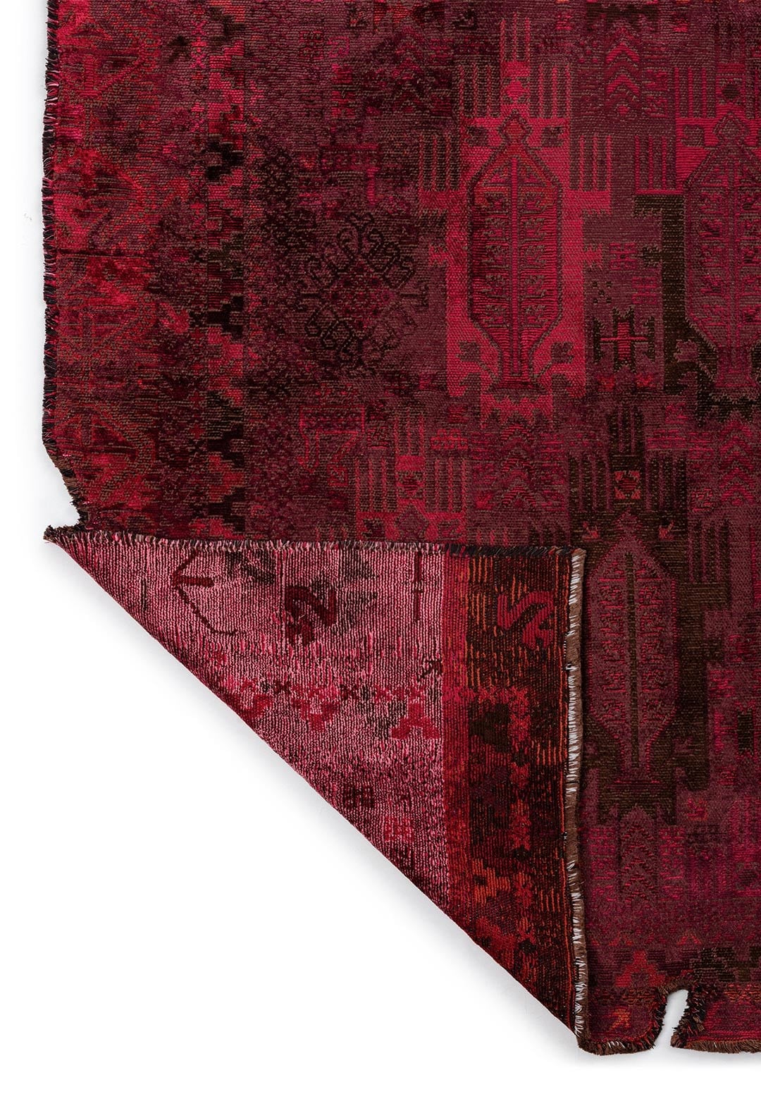 FOLK CHERRY - DARK BROWN - RUST - RED - MAGENTA - PINK RUG - 3