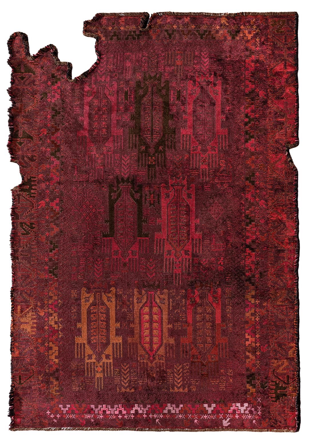 FOLK CHERRY - DARK BROWN - RUST - RED - MAGENTA - PINK RUG - 1
