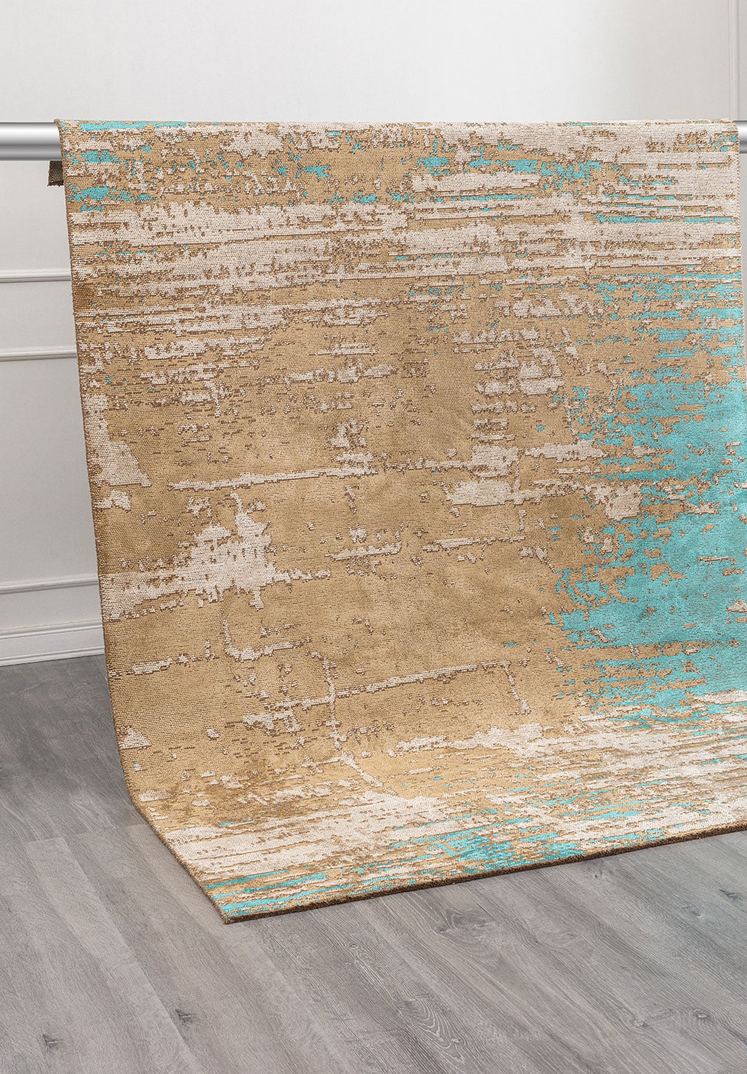 VOLOS TURQUOISE - DARK BEIGE - BONE RUG - 4