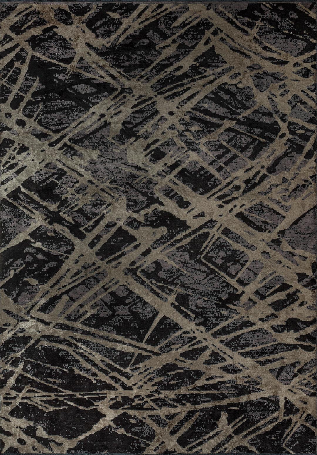 DUSSELDORF BLACK - CHARCOAL - KHAKI RUG - 1