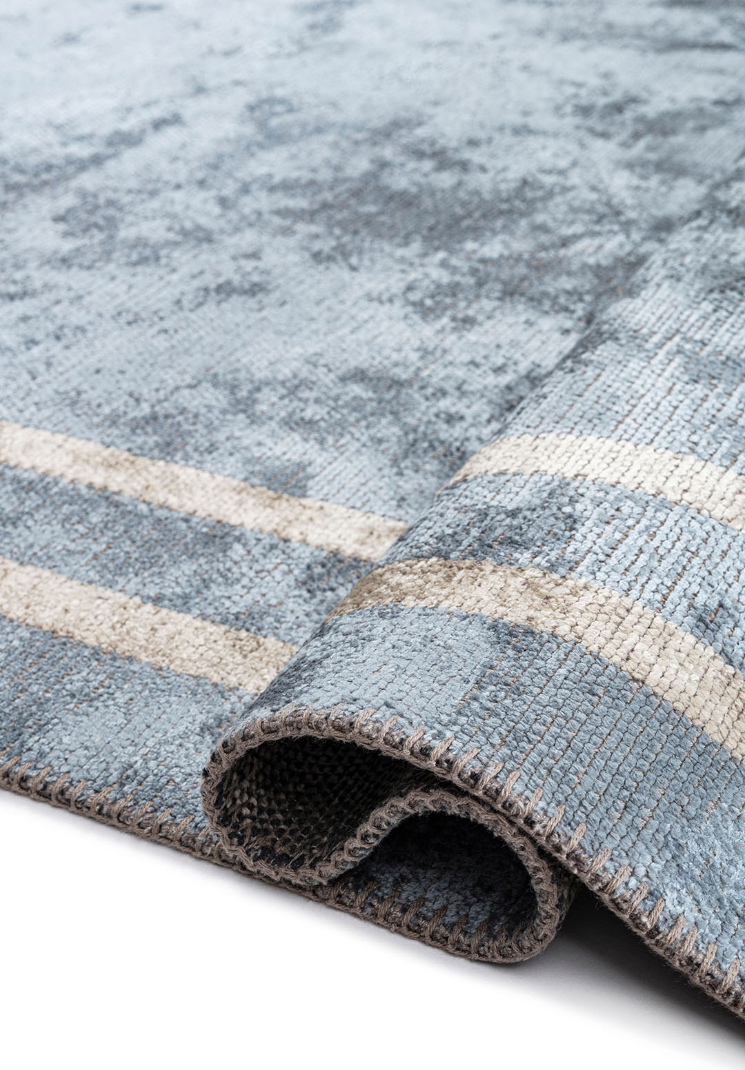 PARALLEL BORDER BLUE - BEIGE RUG - 2