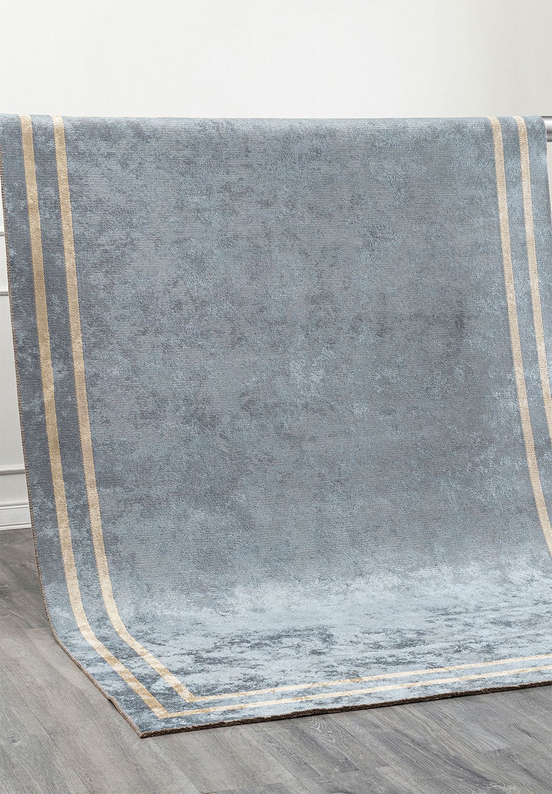 PARALLEL BORDER BLUE - BEIGE RUG - 4