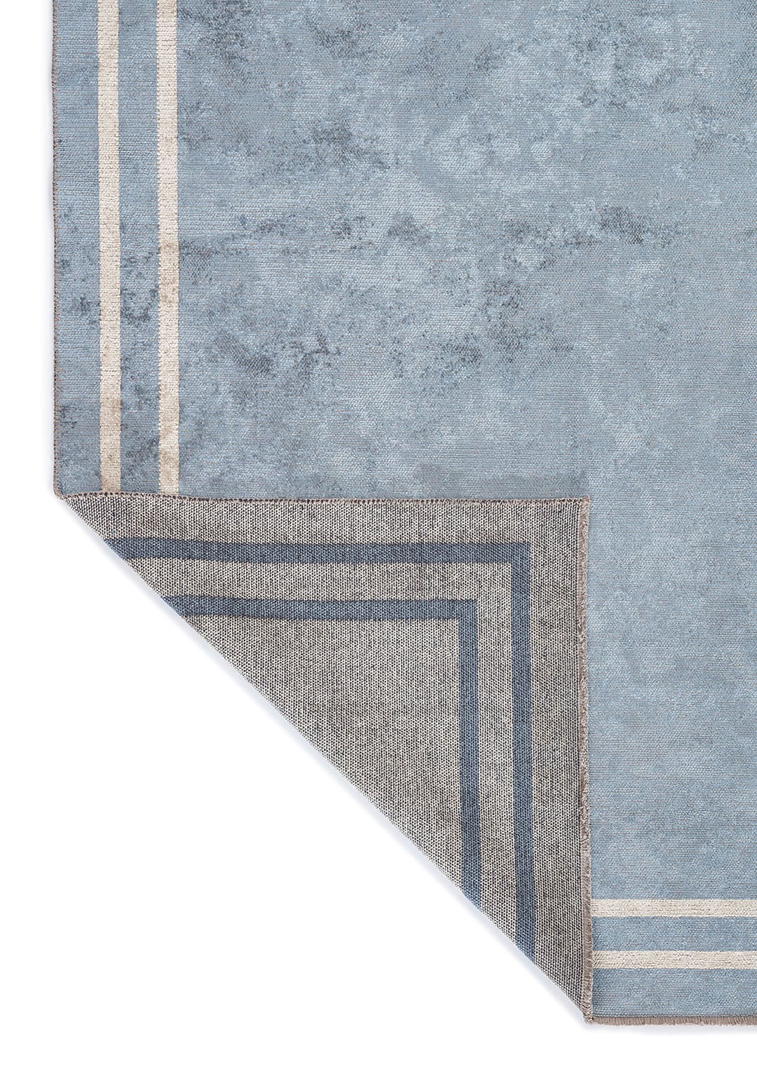 PARALLEL BORDER BLUE - BEIGE RUG - 3