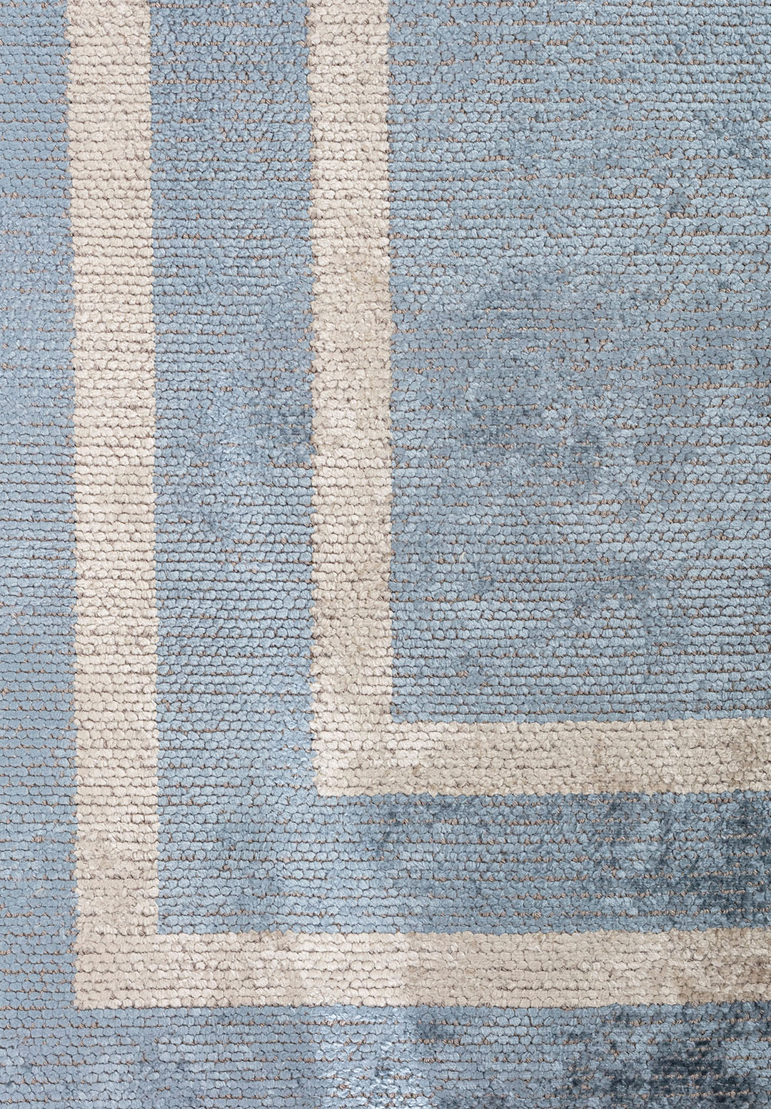 PARALLEL BORDER BLUE - BEIGE RUG - 5