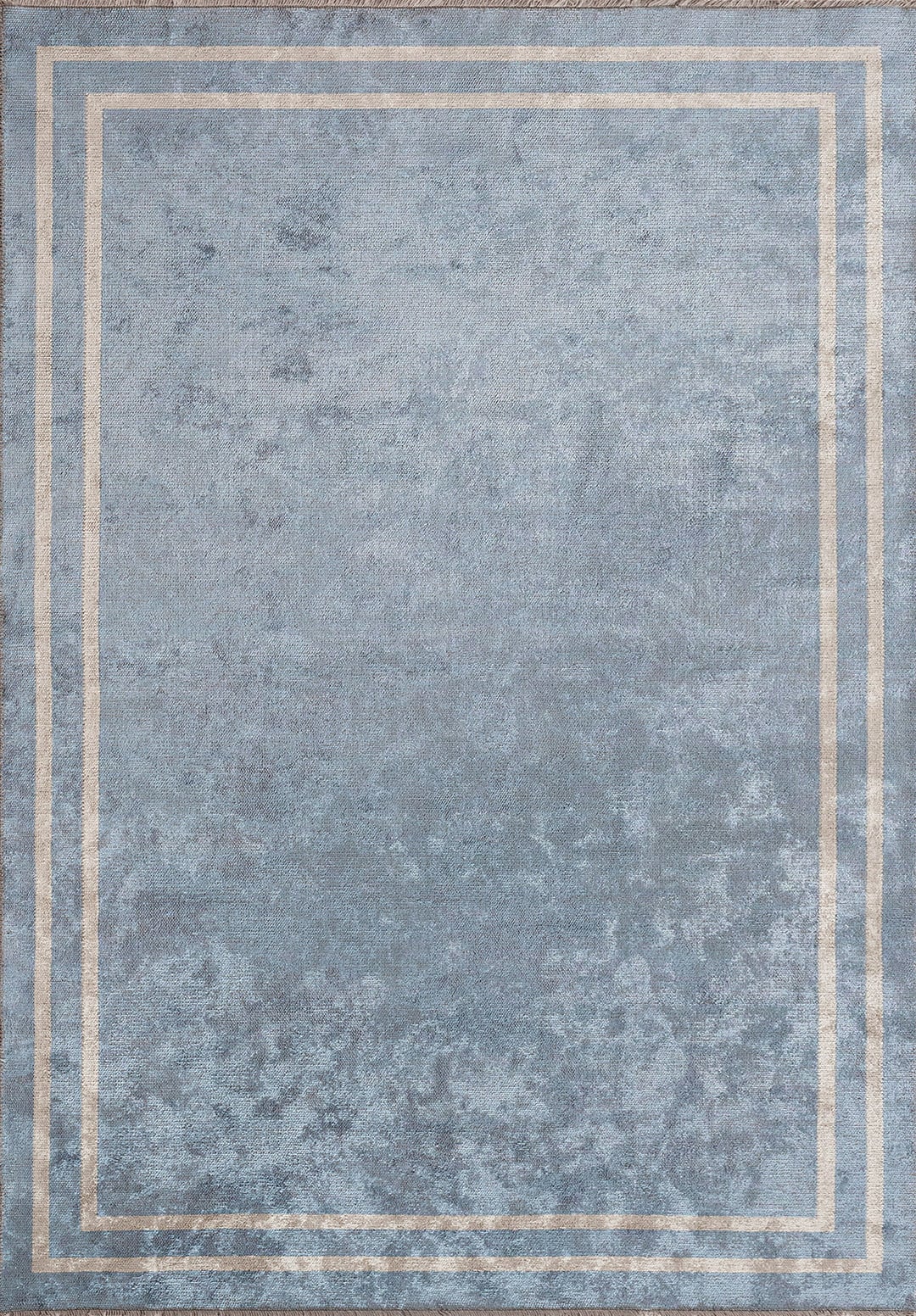 PARALLEL BORDER BLUE - BEIGE RUG - 1