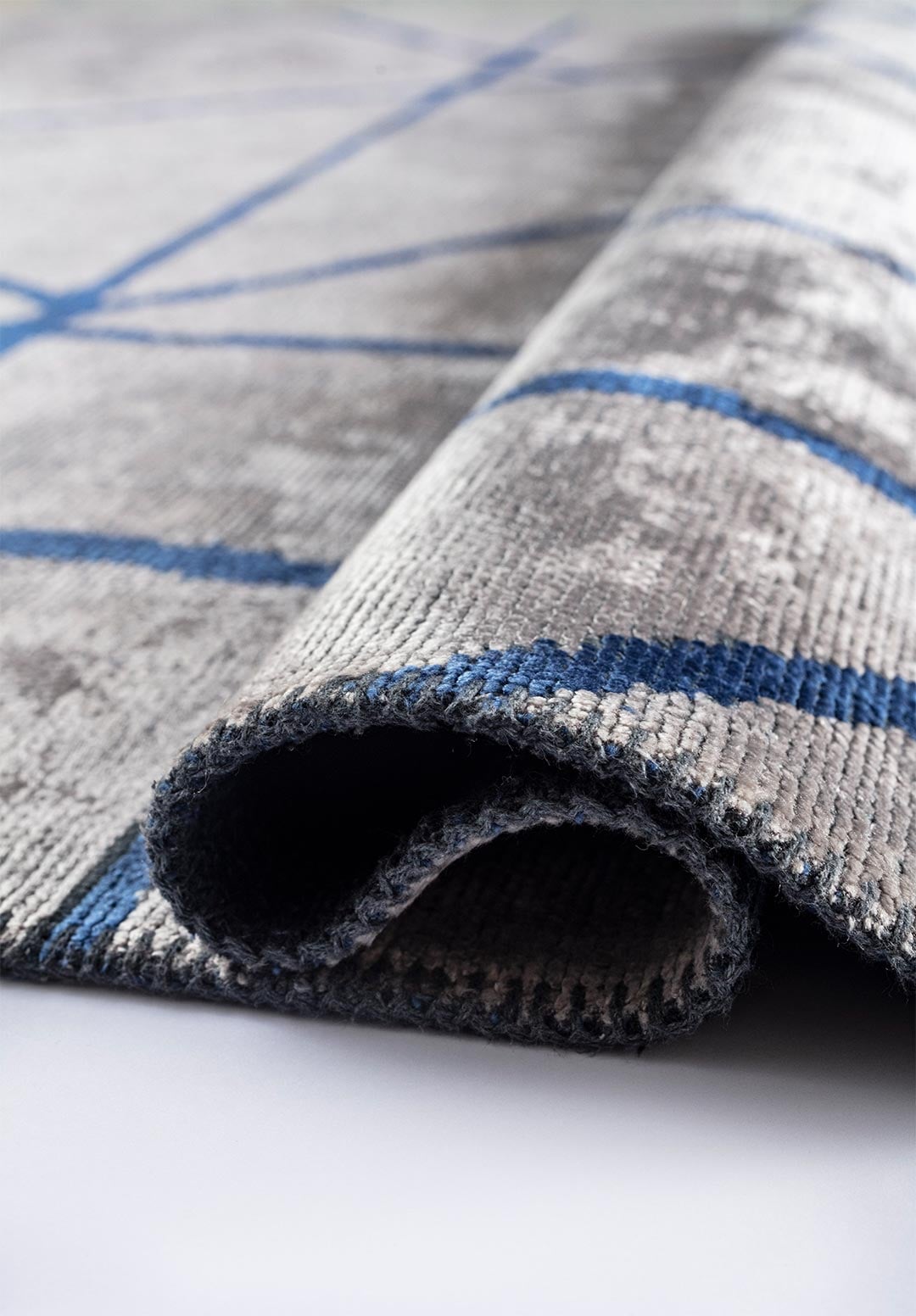 GRID LIGHT GREY - NAVY BLUE RUG - 2
