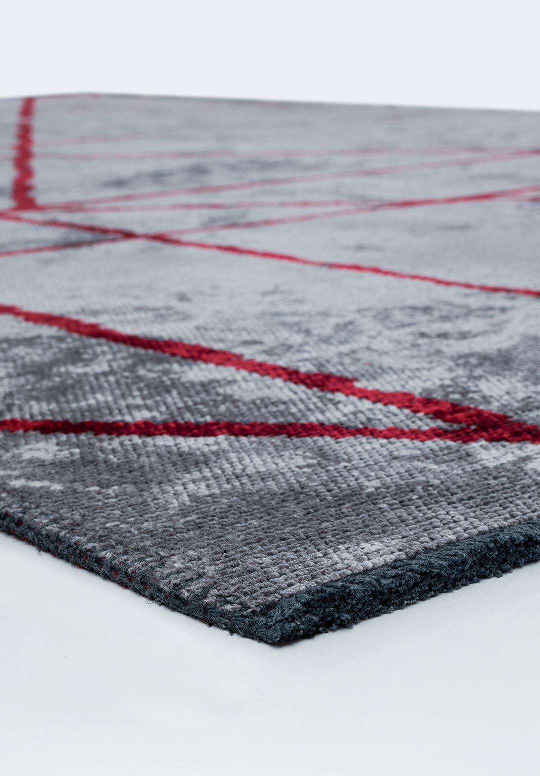 GRID LIGHT GREY - RED RUG - 4