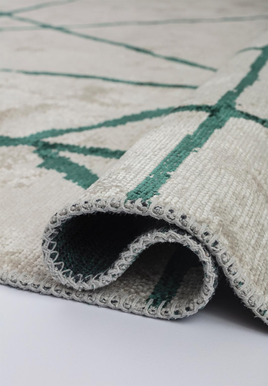 GRID ECRU - DARK GREEN RUG - 2
