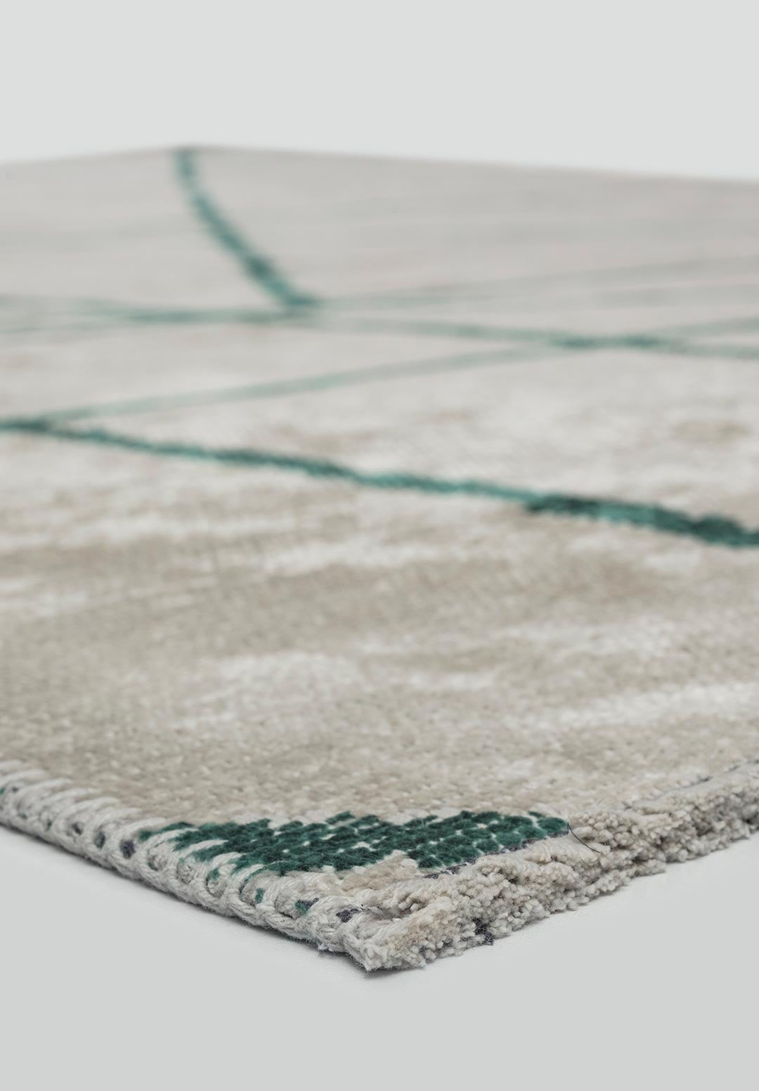 GRID ECRU - DARK GREEN RUG - 4