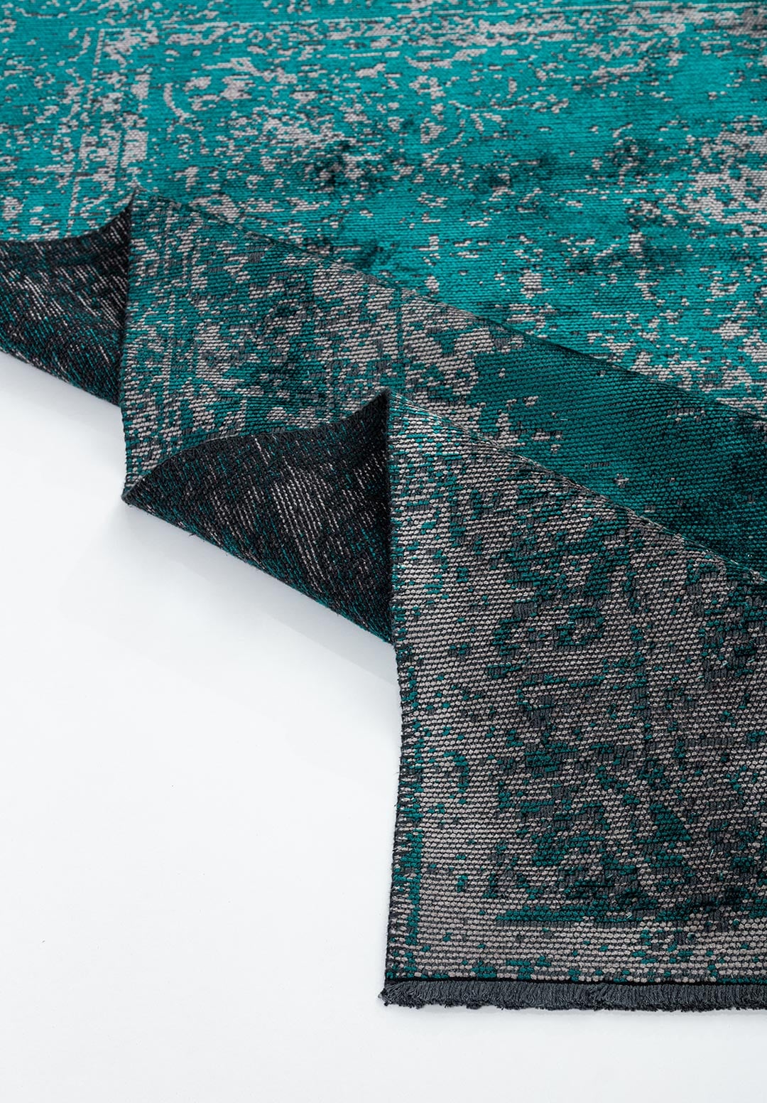 MEDALLION GREY - DARK TURQUOISE RUG - 4