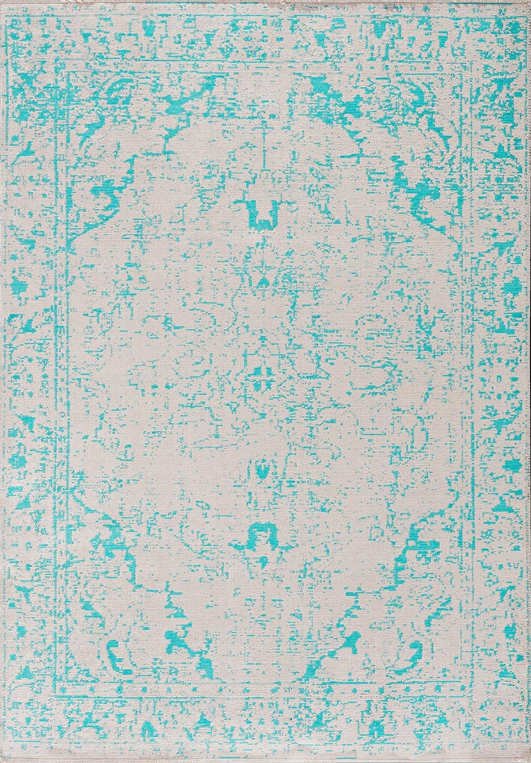 IVY ECRU - TURQUOISE RUG - 1