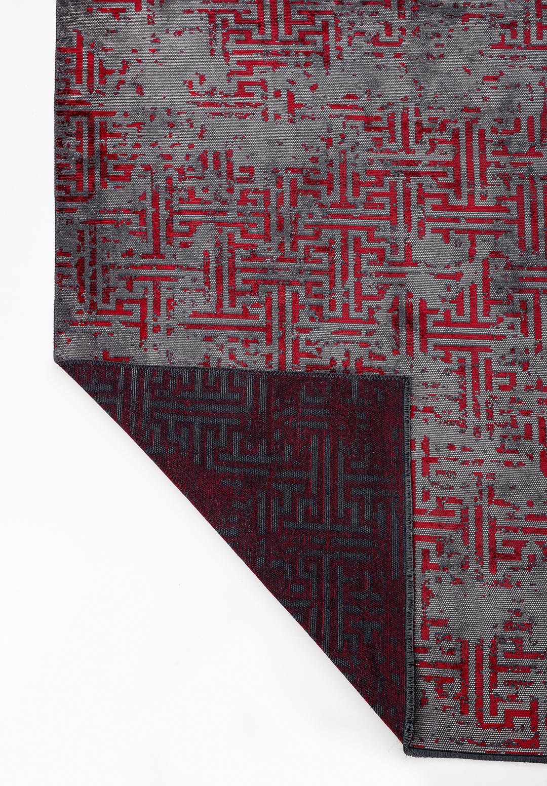 LABYRINTH GREY - RED RUG - 3