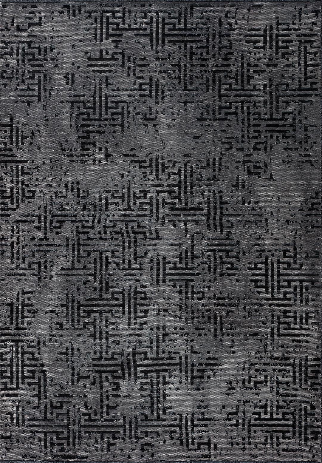 LABYRINTH GREY - BLACK RUG - 1