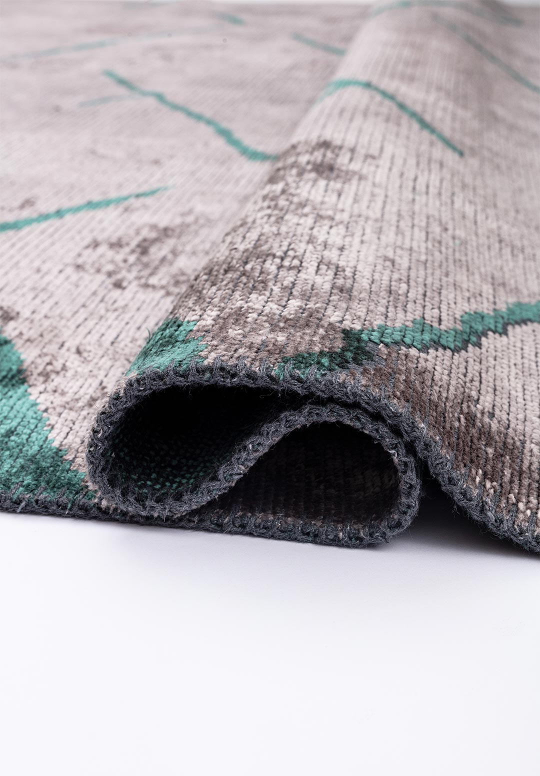 WAVE DARK GREEN - LIGHT GREY RUG - 2