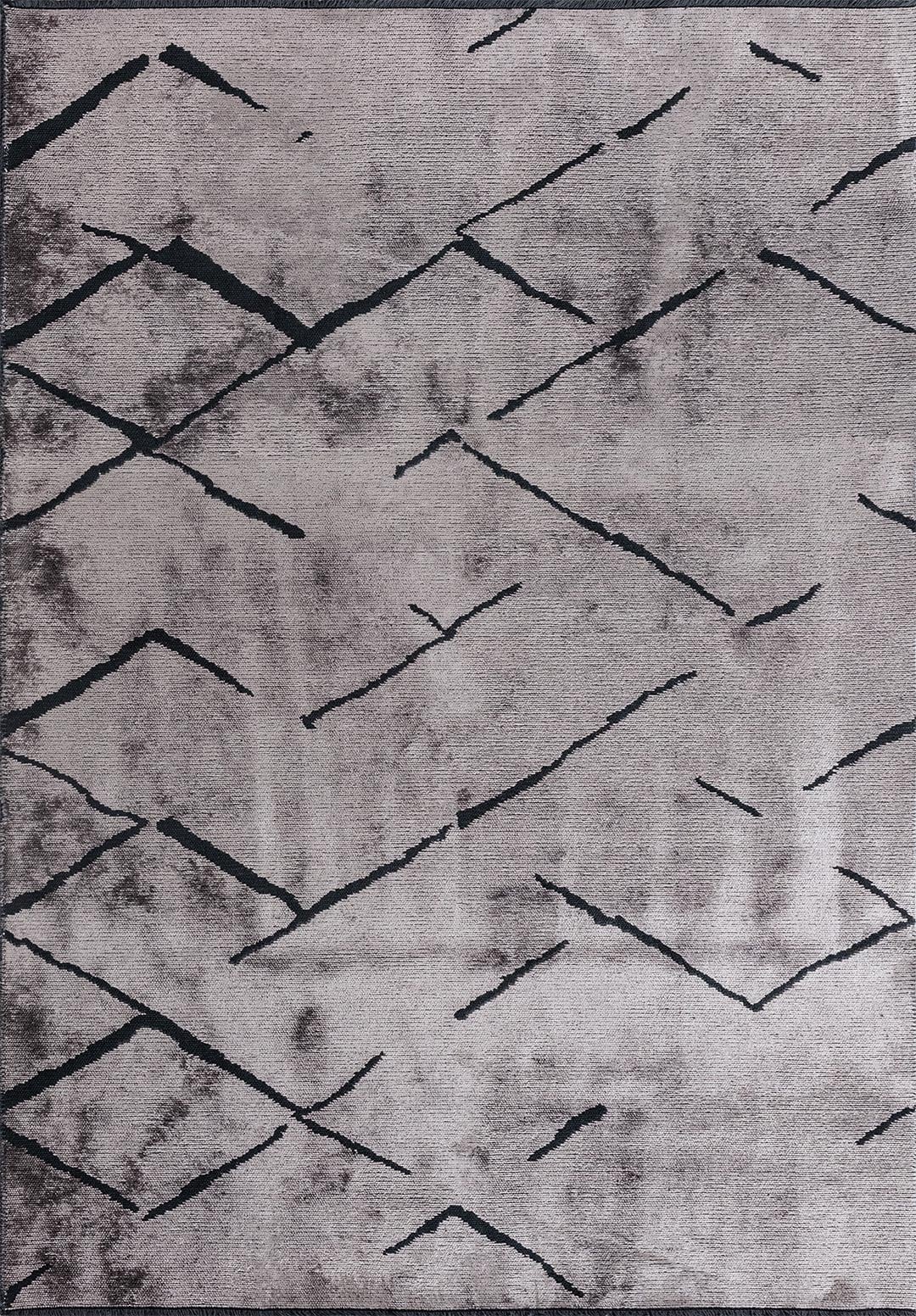 WAVE MATTE BLACK - LIGHT GREY RUG - 1