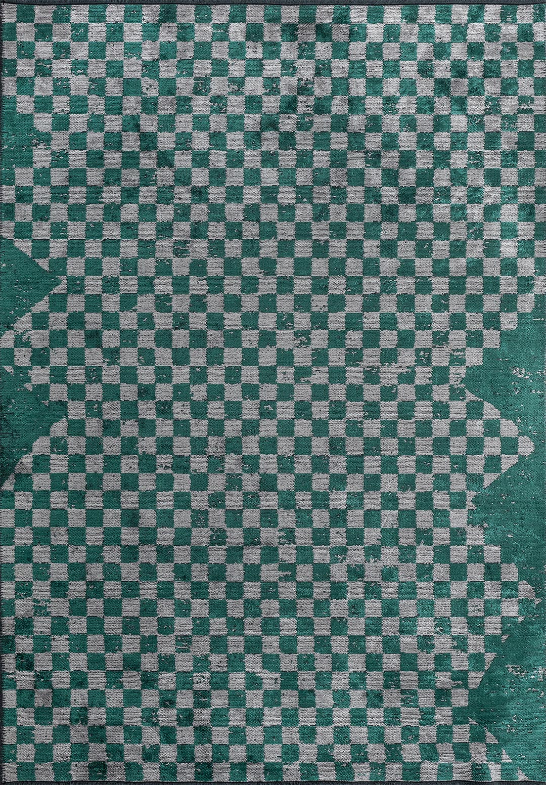 KING DARK GREEN - LIGHT GREY RUG - 1