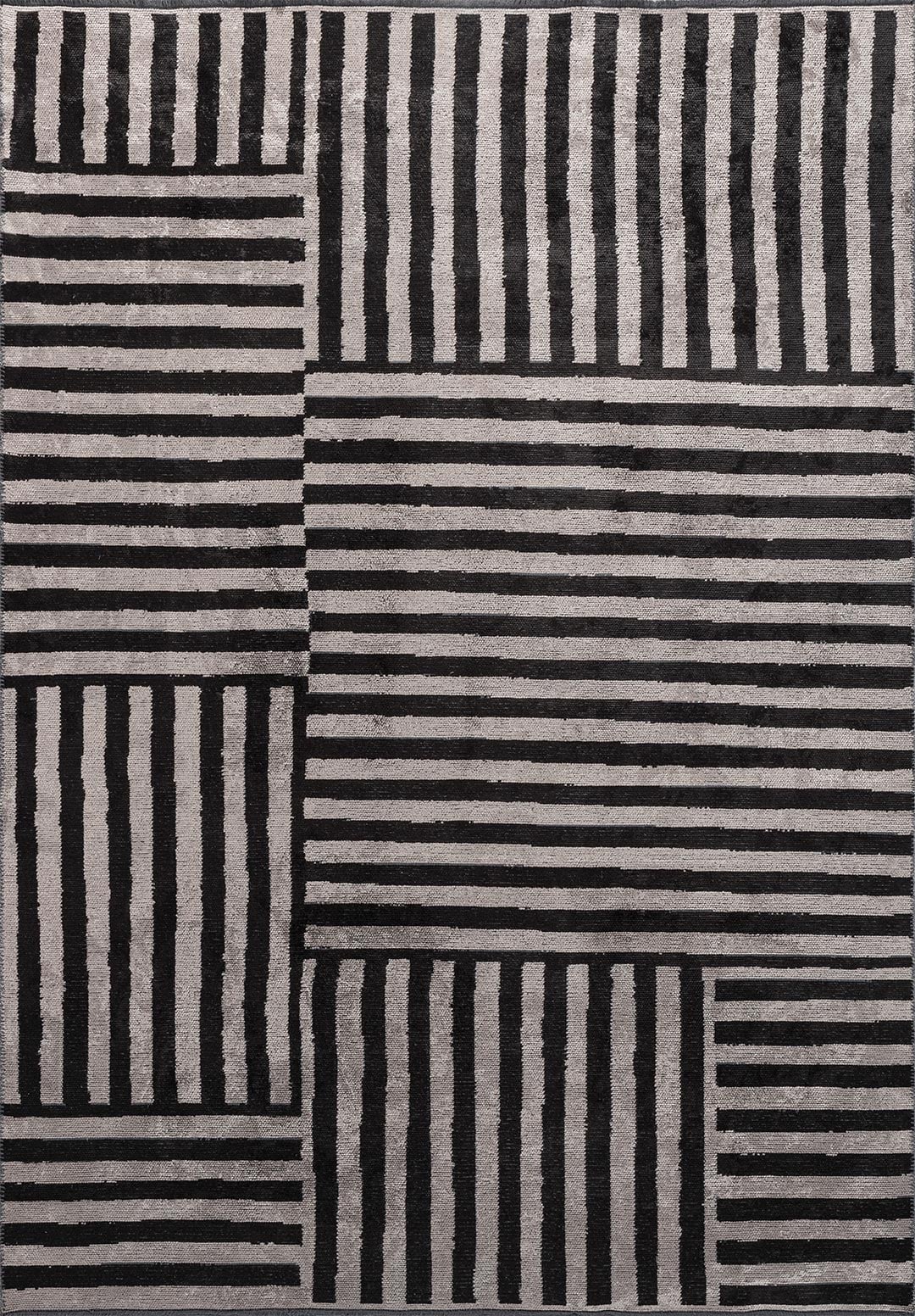 CHECK BLACK - LIGHT GREY RUG - 1