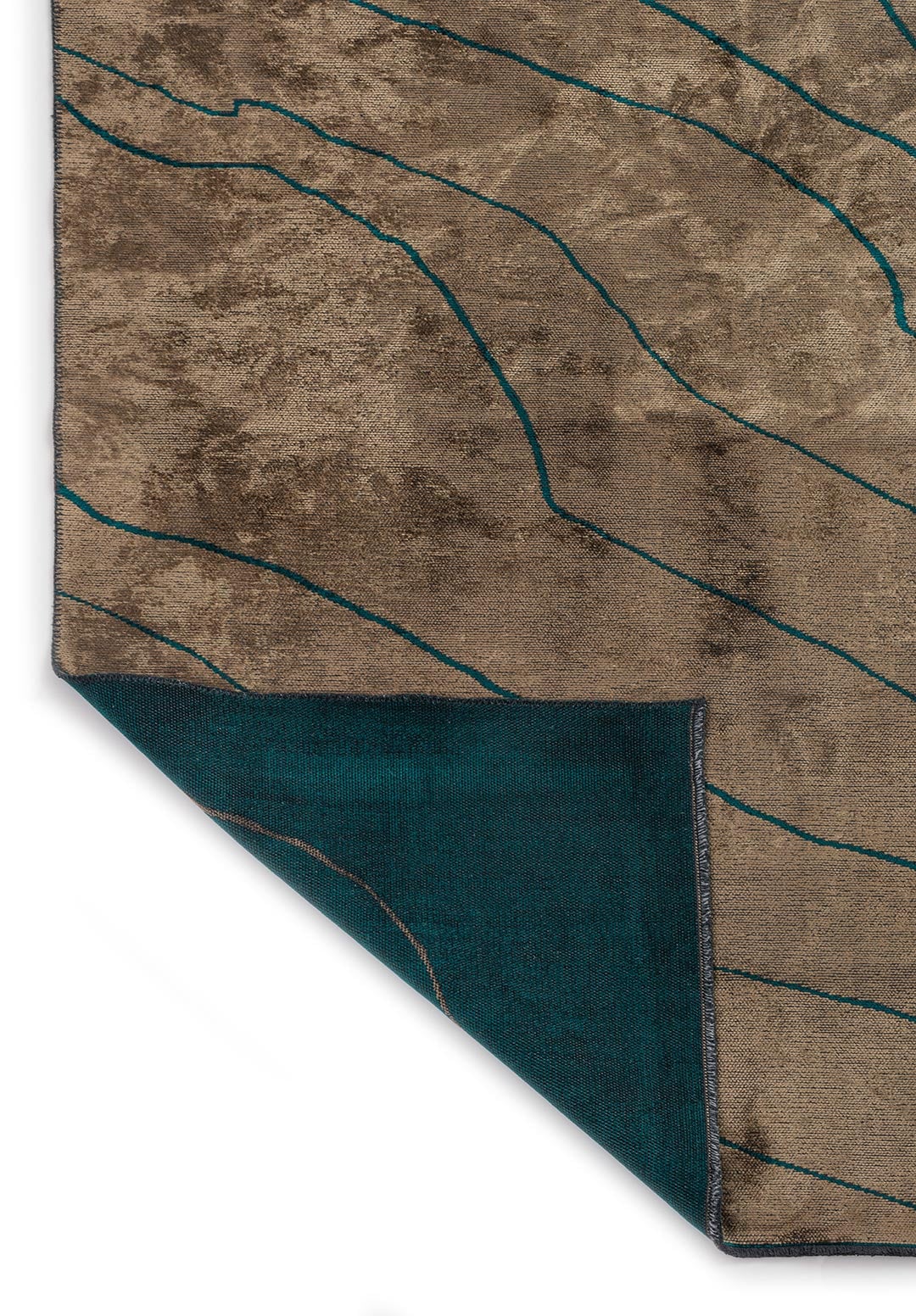 CURVE LIGHT BROWN - DARK TURQUOISE RUG - 3