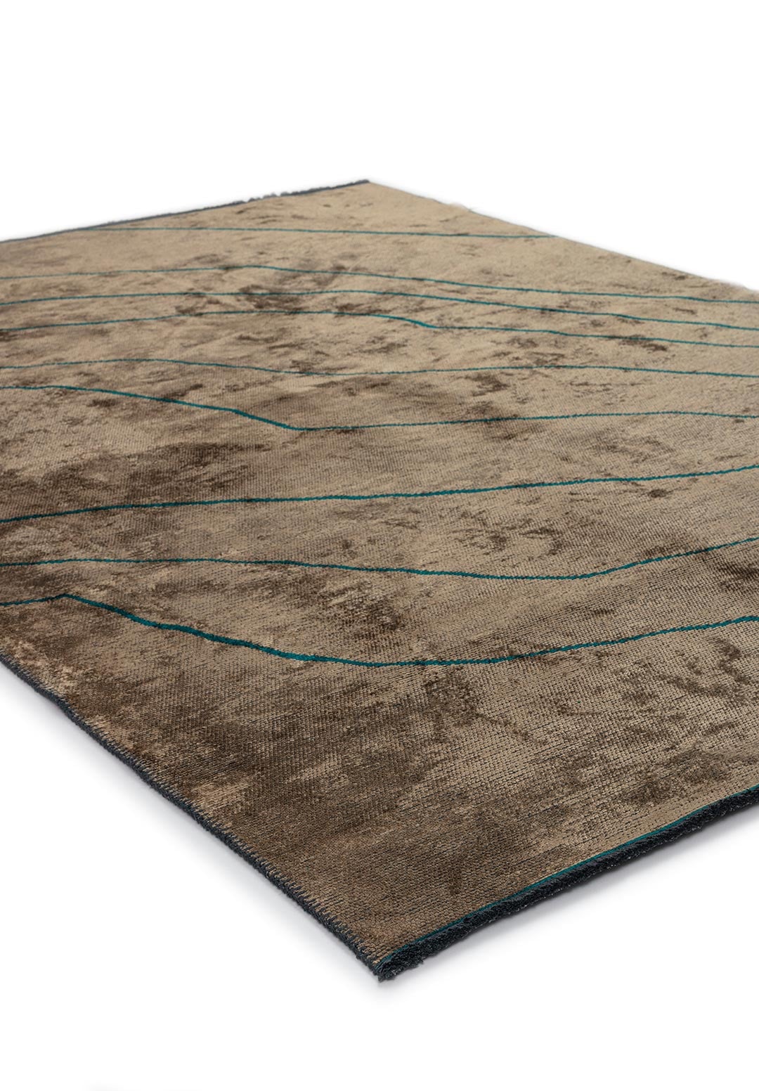 CURVE LIGHT BROWN - DARK TURQUOISE RUG - 4