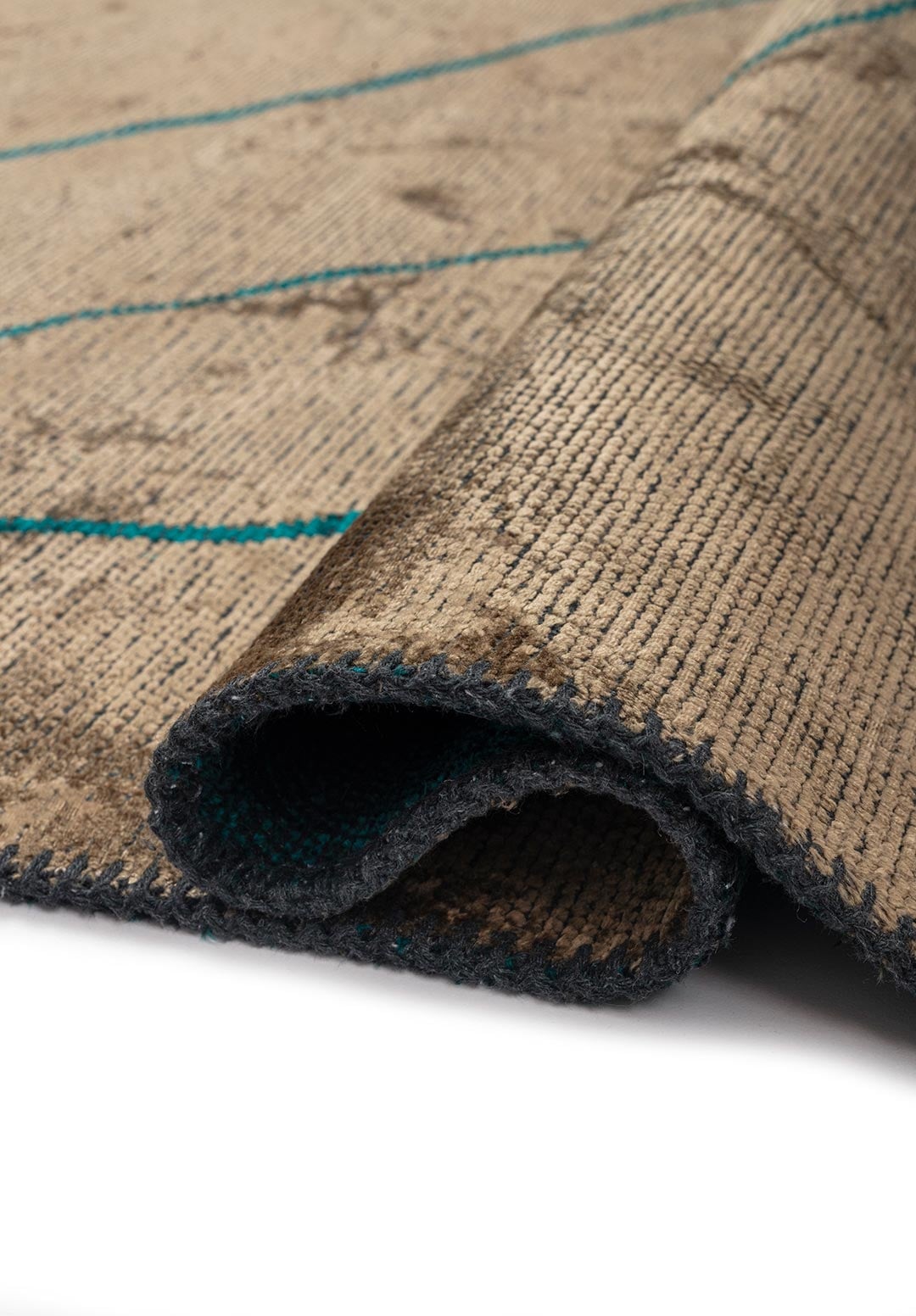 CURVE LIGHT BROWN - DARK TURQUOISE RUG - 2