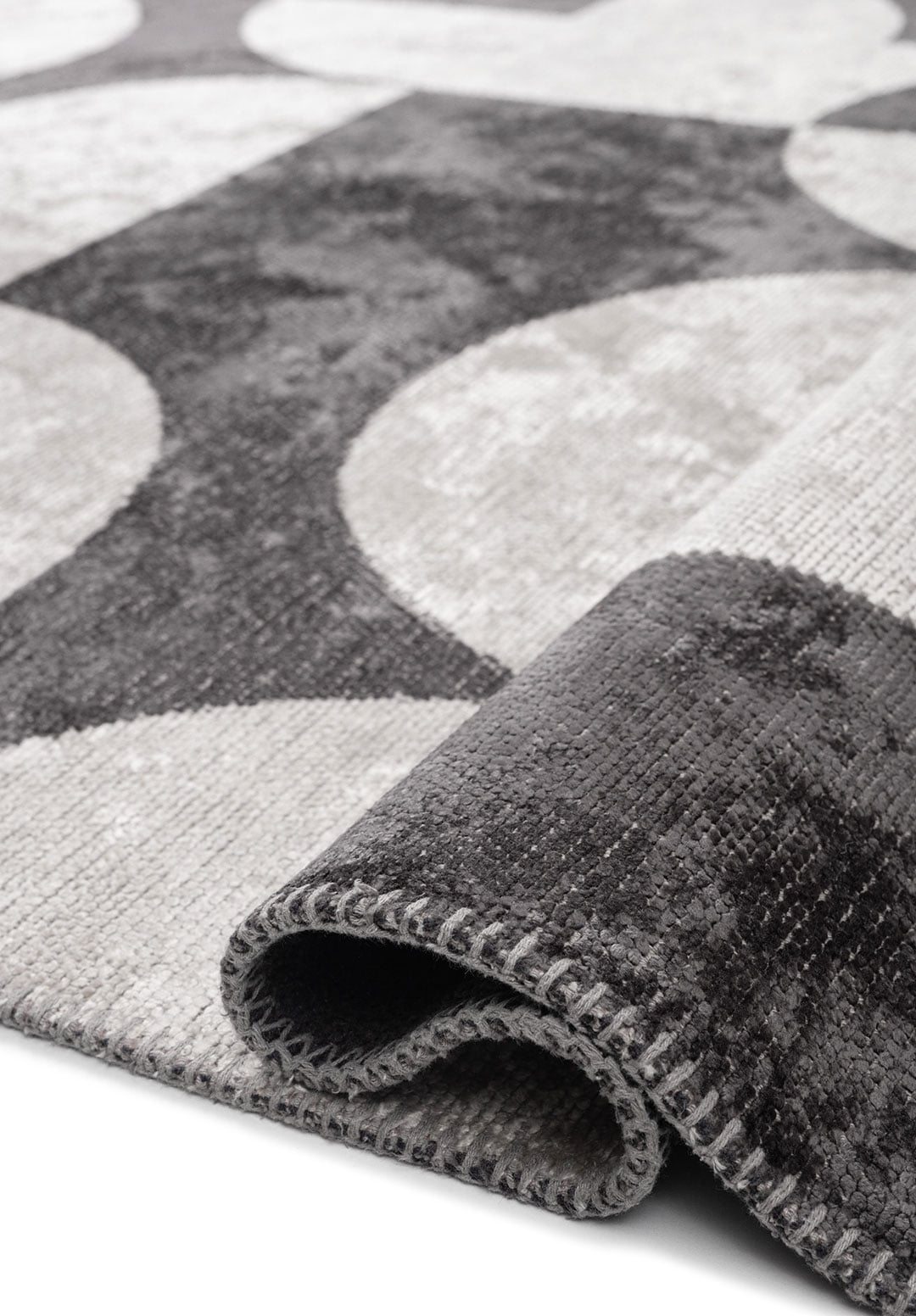 CIRCLE CHARCOAL - BONE RUG - 2