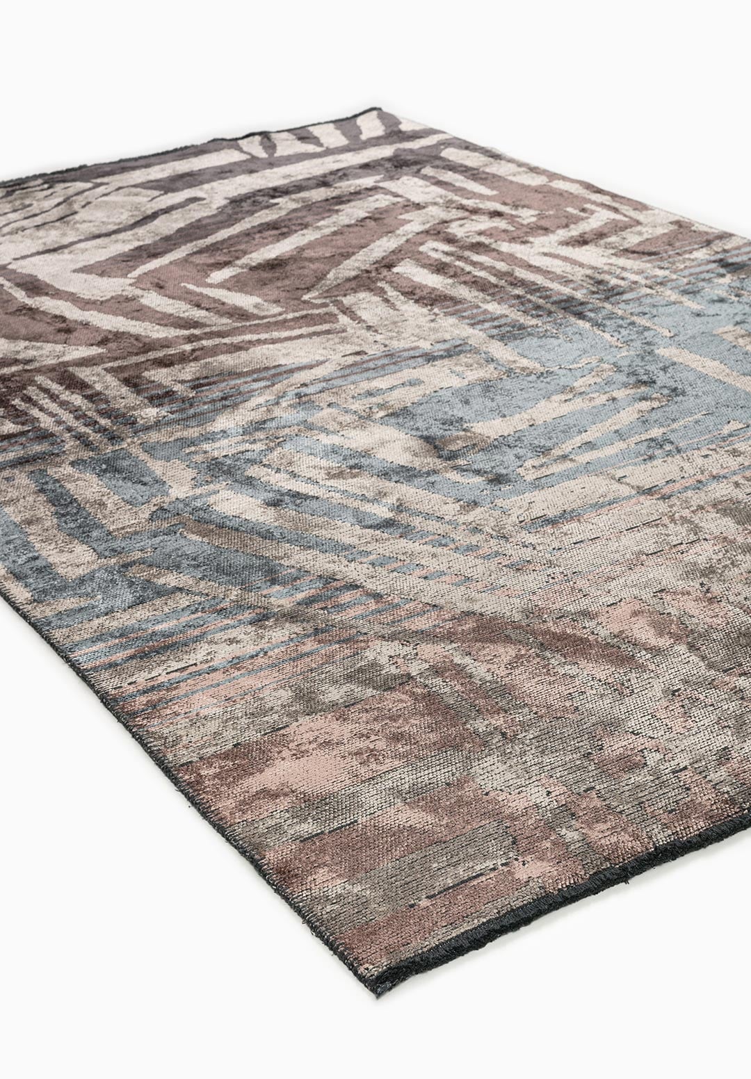 GRAFFITI CHARCOAL - DARK MINK - BLUE - COPPER - CREAM RUG - 4