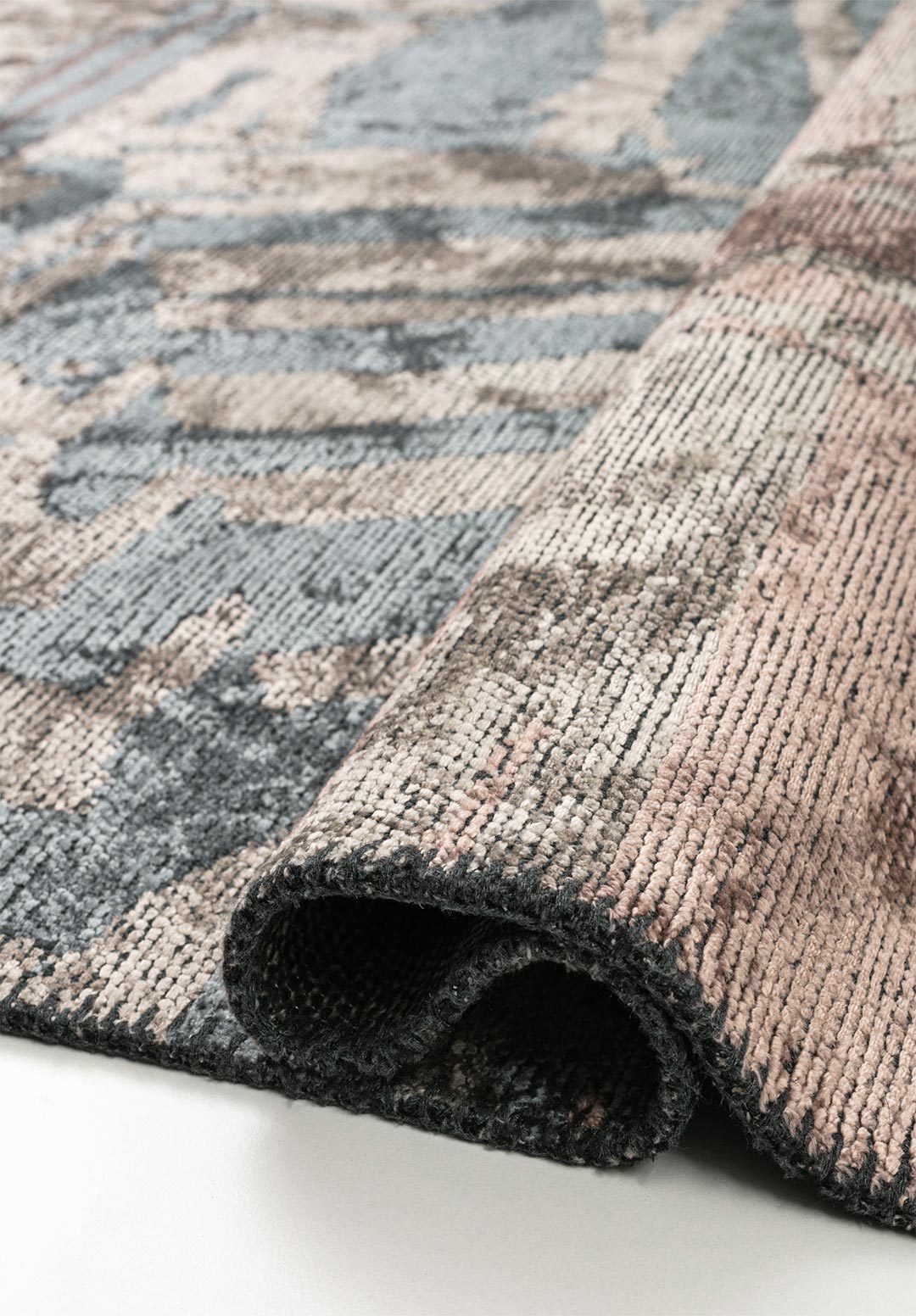 GRAFFITI CHARCOAL - DARK MINK - BLUE - COPPER - CREAM RUG - 2