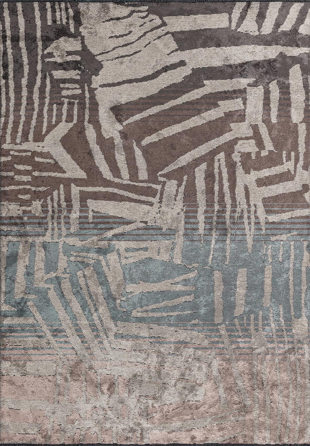 GRAFFITI CHARCOAL - DARK MINK - BLUE - COPPER - CREAM RUG - 1