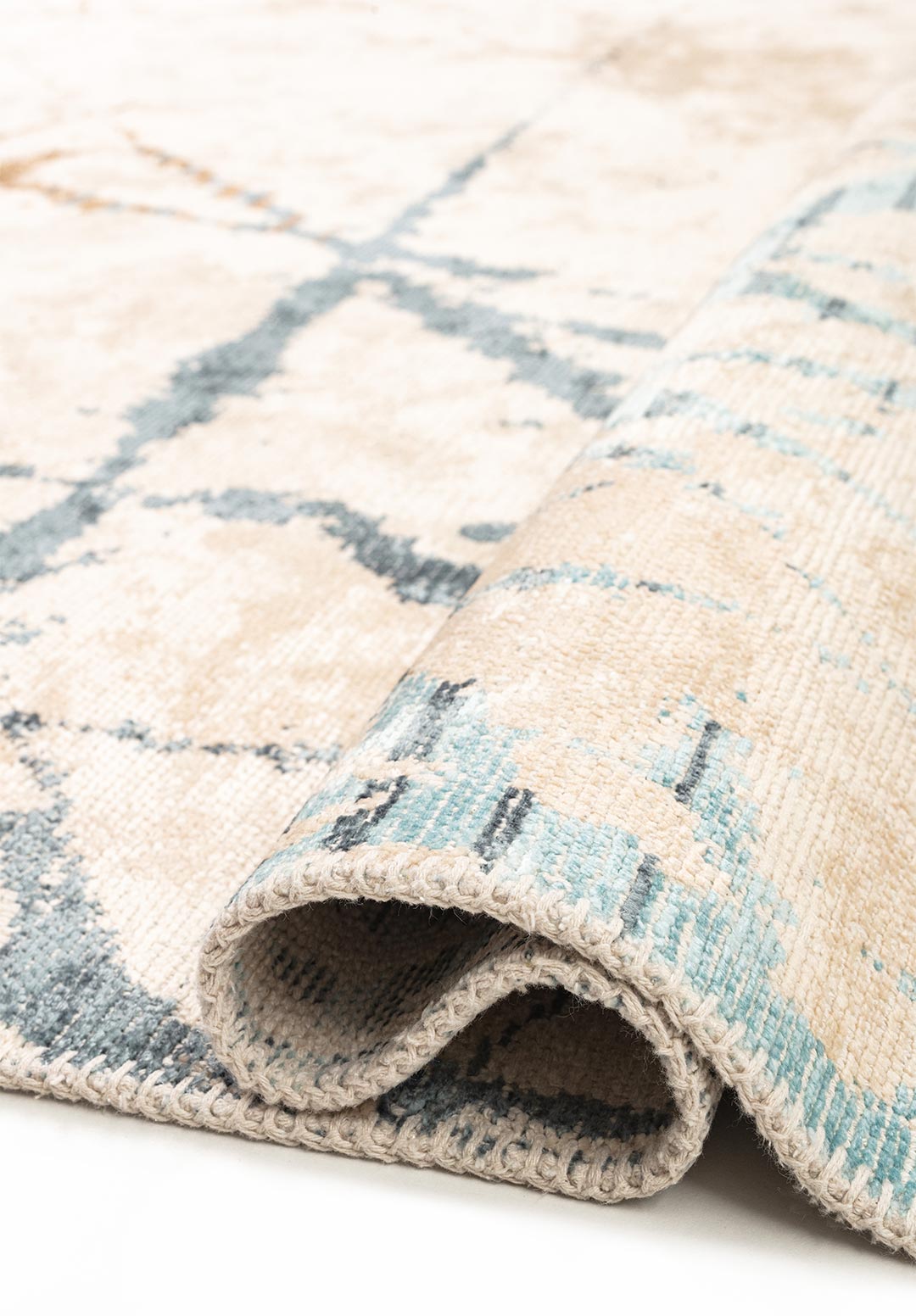 CRACK DARK NAVY - MINK - BLUE - ICE BLUE - ECRU RUG - 2