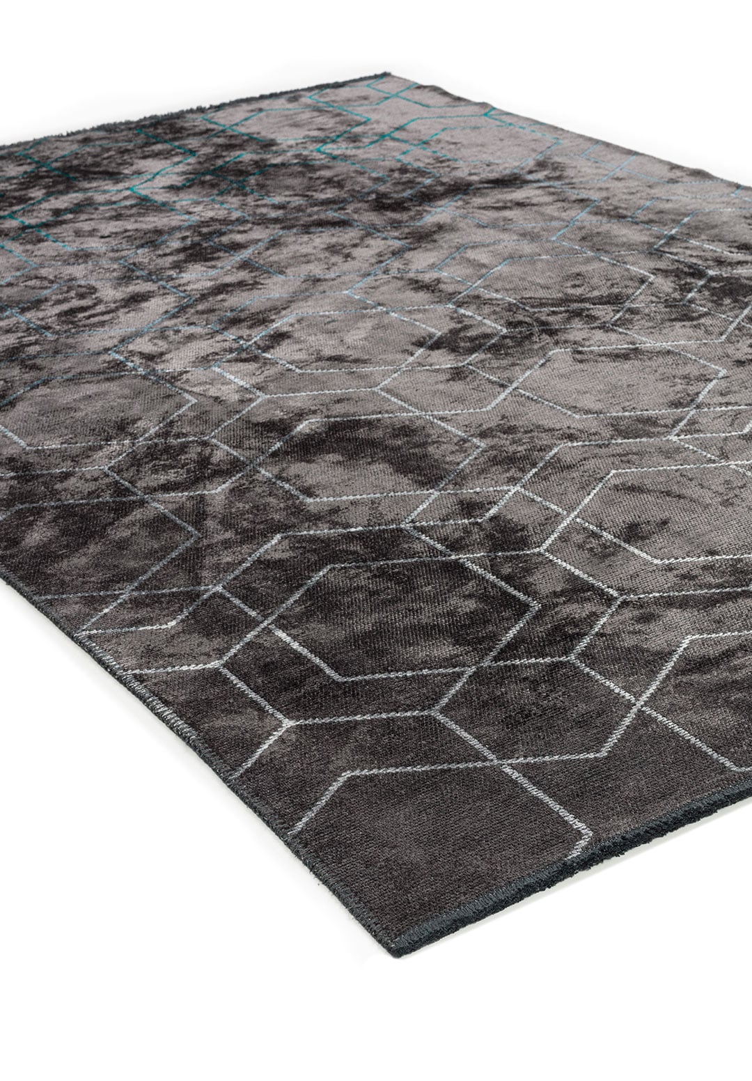 HONEYCOMB DARK TURQUOISE - PETROL - BLUE - ICE BLUE - CHARCOAL RUG - 4